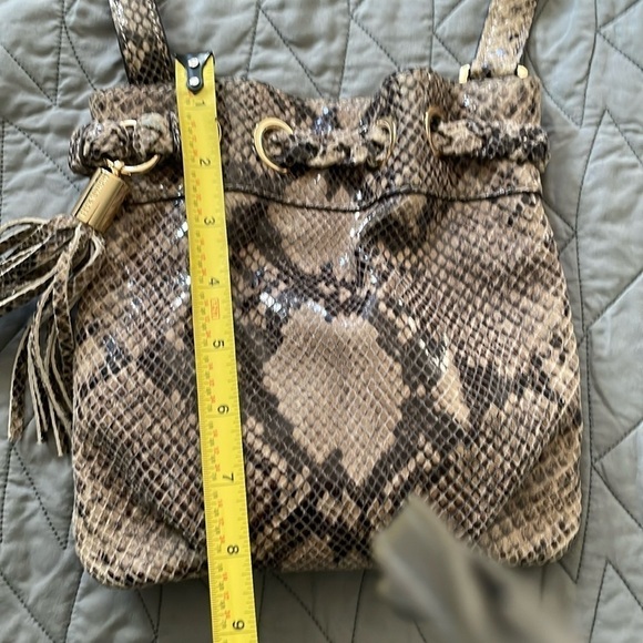 Michael Kors Snake Python Embossed Crossbody Bag Tassel Drawstring - Picture 10 of 12